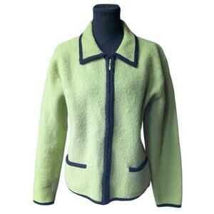 HERMAN GEIST Wool Jacket Large Sweater Green High Quality Vintage Hong Kong Made